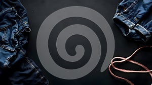 Abstract presentation of different types of clothes on dark background