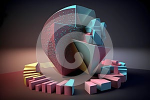 Abstract presentation of graph chart pie in 3D geometric to represent business financial success creative visual report