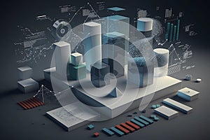 Abstract presentation of graph chart pie in 3D geometric to represent business financial success creative visual report