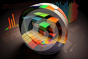 Abstract presentation of graph chart pie in 3D geometric to represent business financial success creative visual report