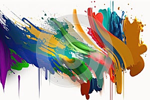 Abstract Primary Colors Paint Strokes on White Background