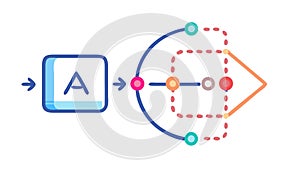 Abstract Process Flow, Data Transformation Pathways, vector design Generative AI