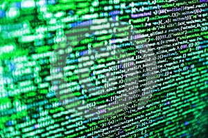 Abstract program code on computer screen. Programming code abstract screen of software developer. Php language and coding function