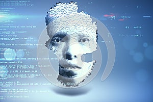 Abstract programming backdrop with head outline