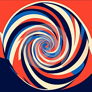 abstract psychedelic background with circles and lines in red and blue colors Generative AI