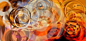 Abstract psychedelic background colored fractal hotspots arranged circles and spirals of different sizes Digital graphic design