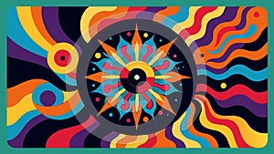 An abstract and psychedelic pattern covers a vinyl cover giving a bold and colorful reinterpretation of a classic album