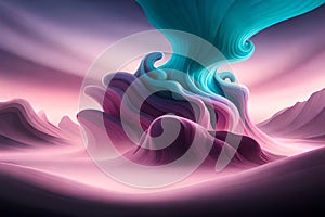 Abstract psychedelic Smoke clouds. 3d ink spiral swirls background in voilet blue colors