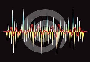 Abstract pulse music player equalizer. Vector colorful wave lines background. Digital audio concept of music technology