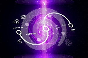 Abstract purple background with flashes photo