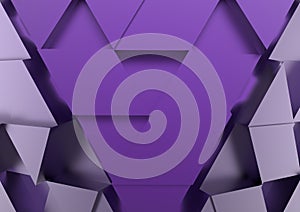 Abstract purple background from metallic pyramids. 3D rendering illustration