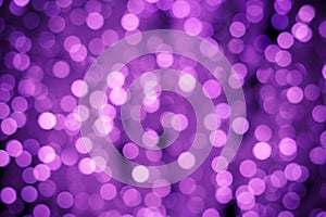 Abstract purple background with night bokeh lights. Illuminated backgrounds. Blurred backdrop, glowing texture, defocused boke.