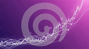 Abstract Purple Background with Wavy Lines and Data Visualization