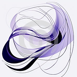 Abstract Purple And Black Design: Minimalist Squiggly Line Art