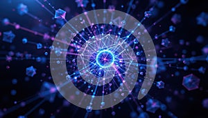 Abstract Purple and Blue Light Geometric Explosion