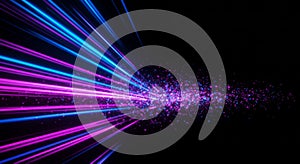 Abstract Purple And Blue Light Rays On Black Background