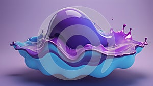 Abstract Purple and Blue Liquid Splash 3D Render