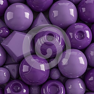 Abstract Purple 3D Shapes: Glossy Spheres and Geometric Forms