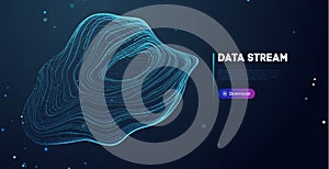 Abstract purple data stream. Abstract digital background cloud technology. Big Data Technology vector illustration.