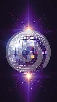 Abstract purple disco ball with reflections for nightclub dances