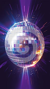 Abstract purple disco ball with reflections for nightclub dances