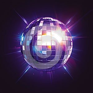 Abstract purple disco ball with reflections for nightclub dances