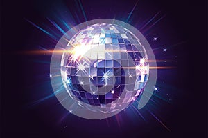 Abstract purple disco ball with reflections for nightclub dances