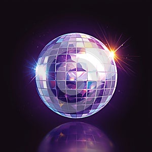 Abstract purple disco ball with reflections for nightclub dances