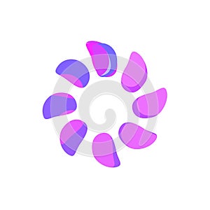 Abstract purple flower logo vector template with leaves repeated in circle, round geometric idea of spa symbol modern