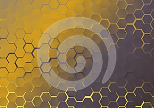Abstract Purple and Gold Gradient Geometric Hexagon Background Design