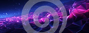 Abstract purple landscape with lines and low polygon triangle shapes