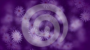 Abstract Purple Motion Blurry Sharp Blooming White Water Lily Lotus Flowers With Glitter Sparkles Dust Background