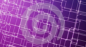 Abstract Purple Network Interconnected Lines and Nodes on Gradient Background