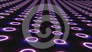 Abstract purple pattern of glowing geometric circles loop futuristic hi-tech