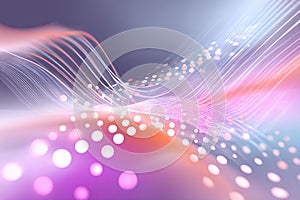 Abstract Purple Pink Orange Glowing Waves Background with Particles and