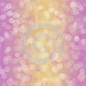 Abstract purple pink yellow blurred bokeh holiday background design template.
