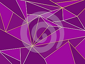 Abstract purple polygon artistic geometric with gold line