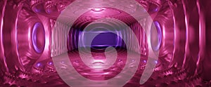 Abstract purple tunnel with round convex walls background