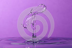 Abstract purple water drop collision