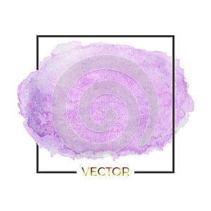 Abstract purple watercolor splash with square frame, Abstract of fluid ink, acrylic dry brush strokes, stains, spots. Background f