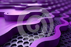 Abstract Purple Waves on Honeycomb Pattern Background Generative AI