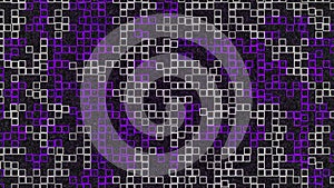 Abstract purple and white transforming surface of moving squares, seamless loop. Animation. Rows of square shaped