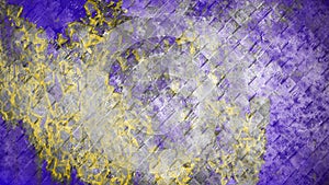 Abstract purple yellow colored spotty dirty grunge weathered old aged concrete cement stone cubes blocks wall texture - 3D