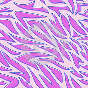 Abstract purple zebra stripes form a seamless pattern for fashion fabrics and wrapping paper.