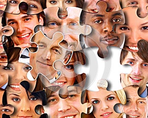 Abstract puzzle-people background