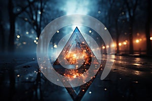 Abstract pyramid triangle background on black and white ,color illustration Generative Ai