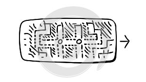 Abstract QR Code with Arrow: Digital Connection, vector design Generative AI