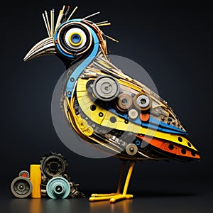 Abstract Quail Sculpture: A Playful Fusion Of Basquiat, Picasso, And Miro photo