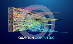 Abstract Quantum Computing and AI Technology Background. Futuristic Digital Matrix with Neural Network, Circuit Pattern