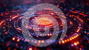 Abstract quantum computing core energy glow. Generative AI
